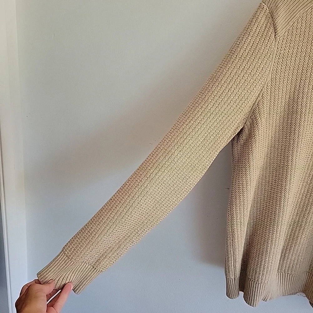 Banana Republic Cotton Knit Pullover‎ Sweater Large Tan Crewneck Minimalist